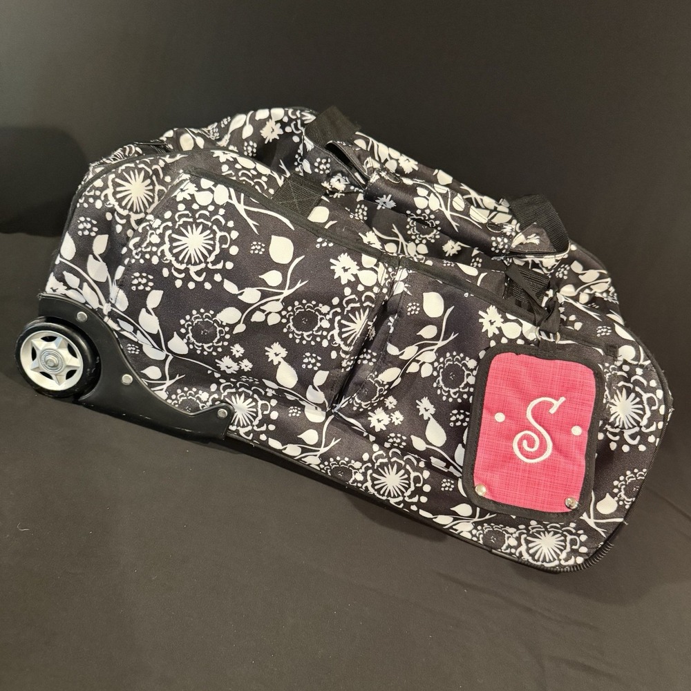 Thirty-one Rolling Duffle Weekender Carry On Suitcase Black Large Travel Floral